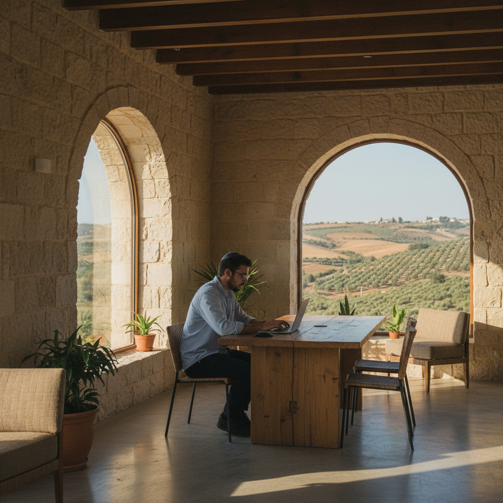 Remote worker in a peaceful setting