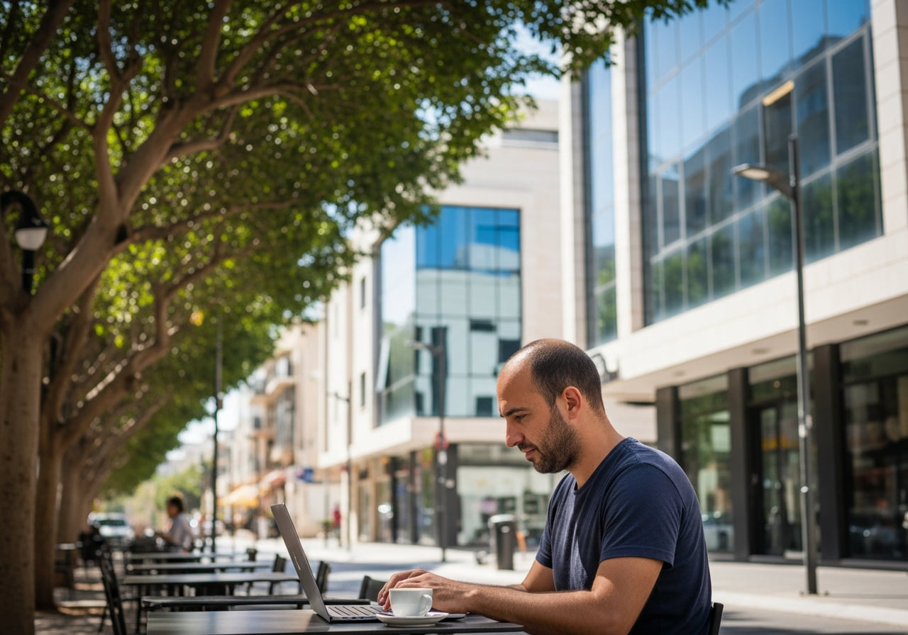 Remote worker in a home office in Holon