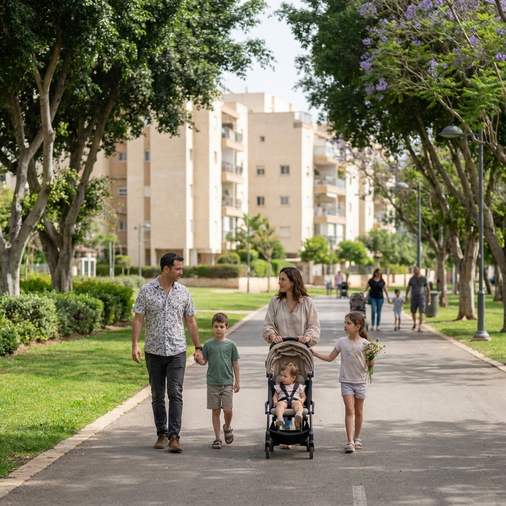 A family enjoying a park in Hod HaSharon