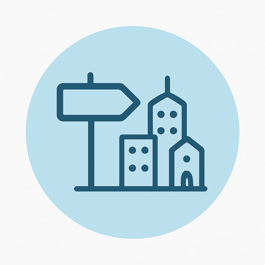 Icon representing access to nearby hub