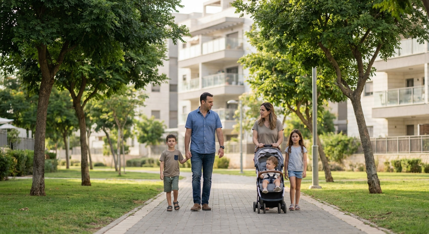 A family enjoying a park in Rehovot
