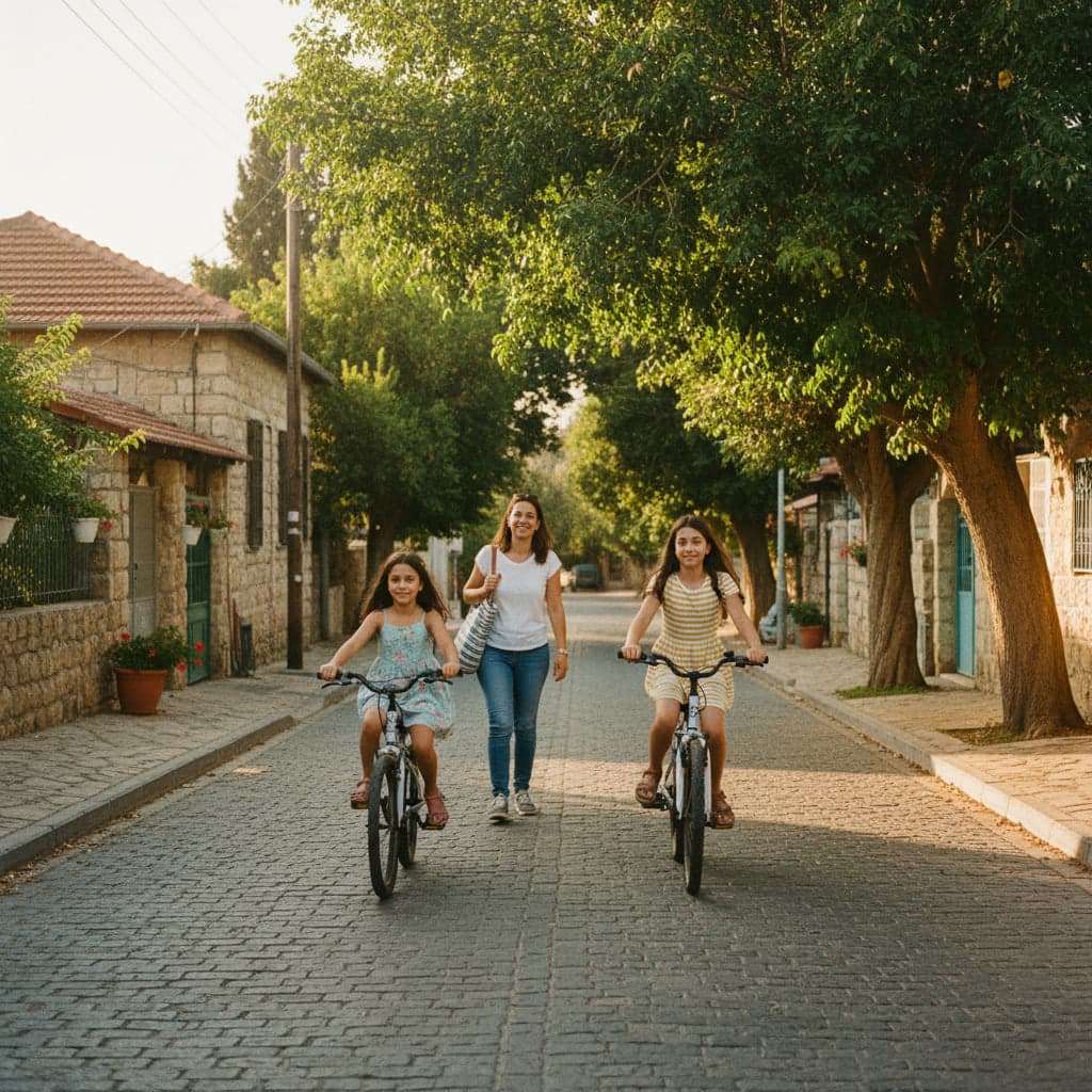 Family enjoying community life in Ateret