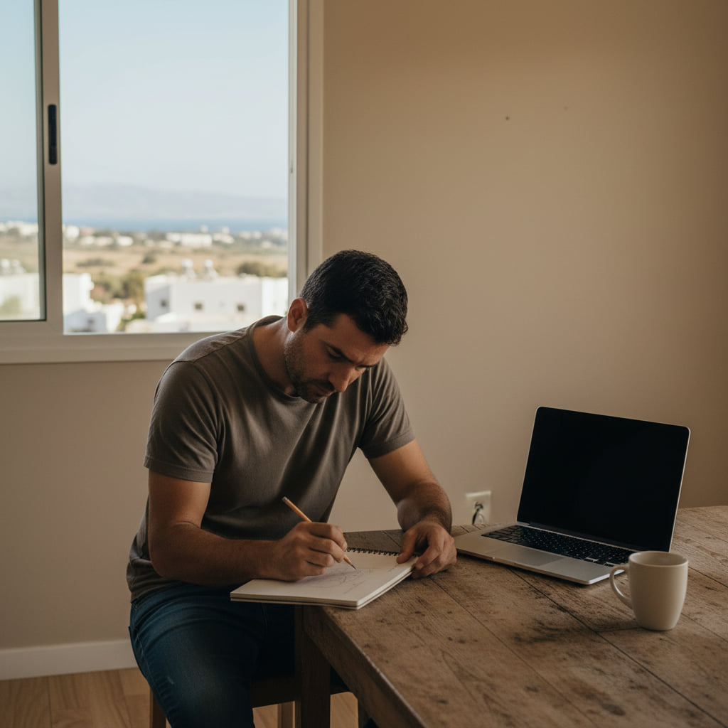 Remote worker in a serene setting
