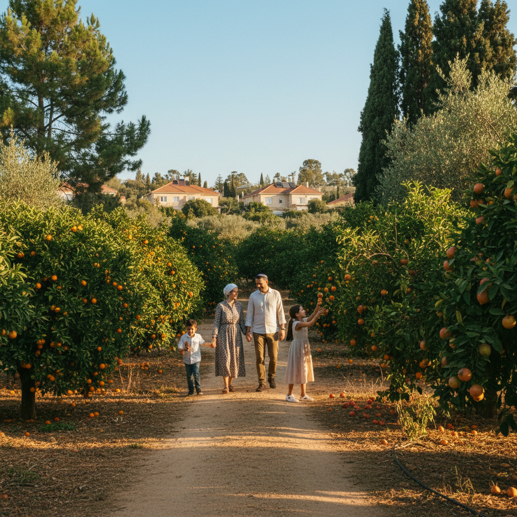 A family enjoying a day in Kfar Daniel