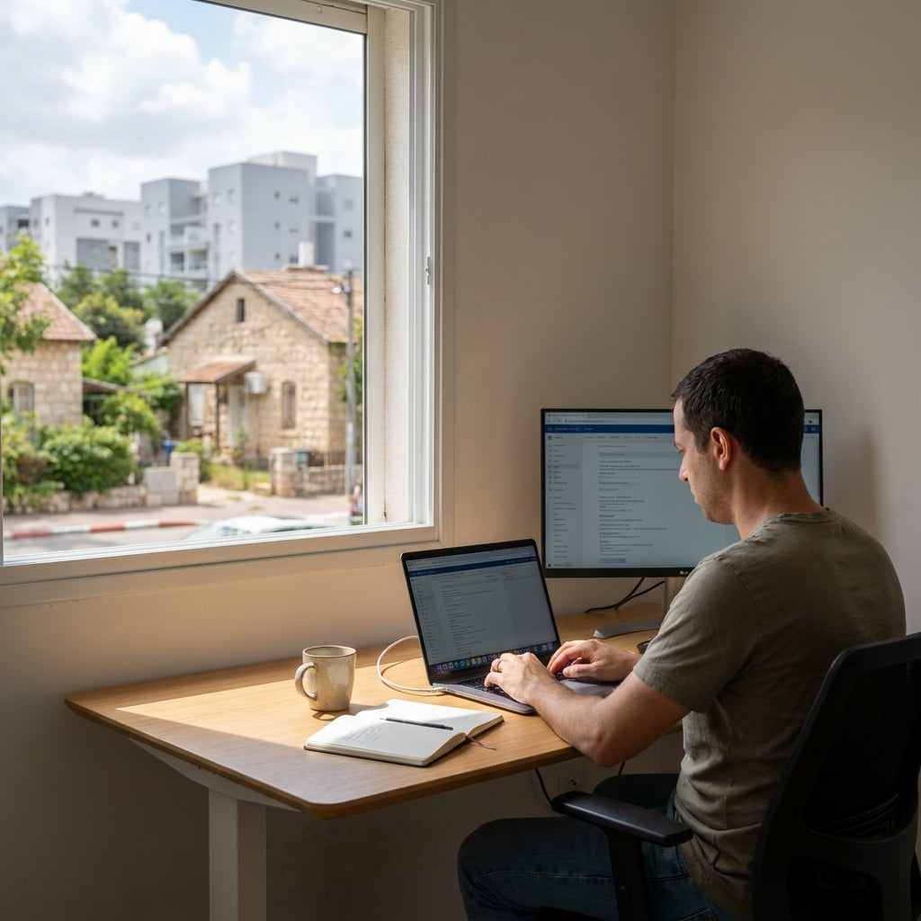 Remote worker in a home office setting