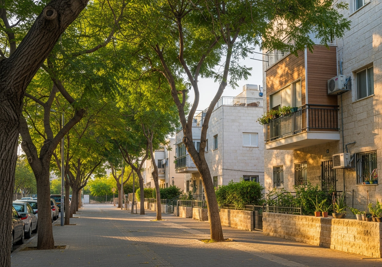 A quiet residential street in Rehovot