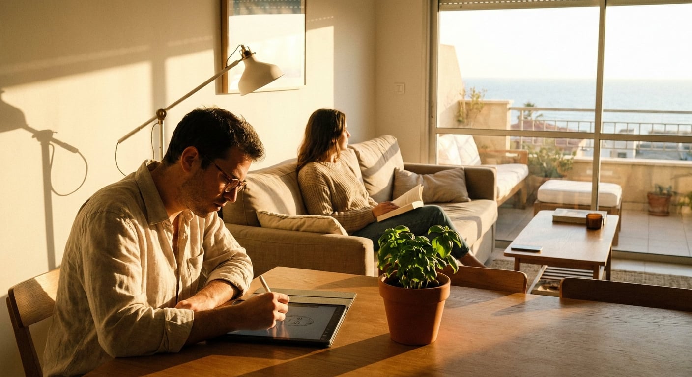 Remote worker in a home office in Eilat
