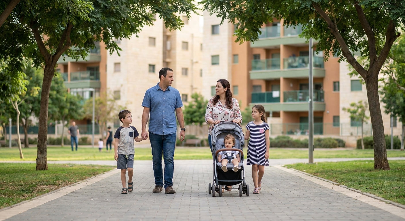Family-friendly scene in Kiryat Motzkin