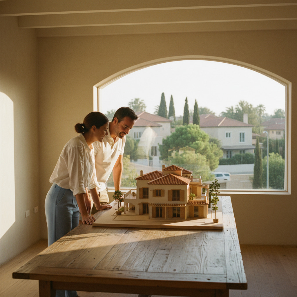 A couple considering a long-term investment in Kfar Daniel