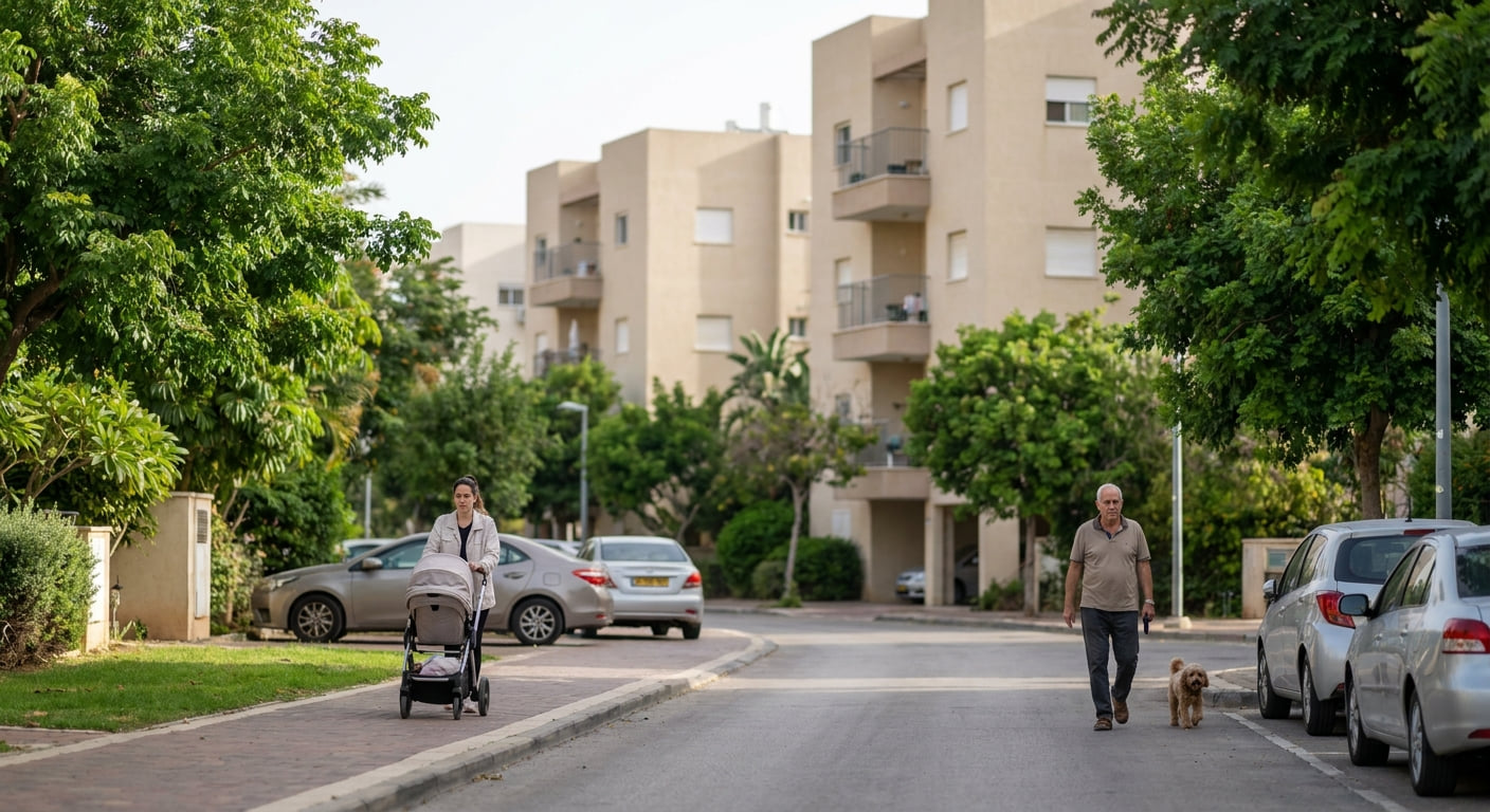 Residential street in Yavne with spacious homes