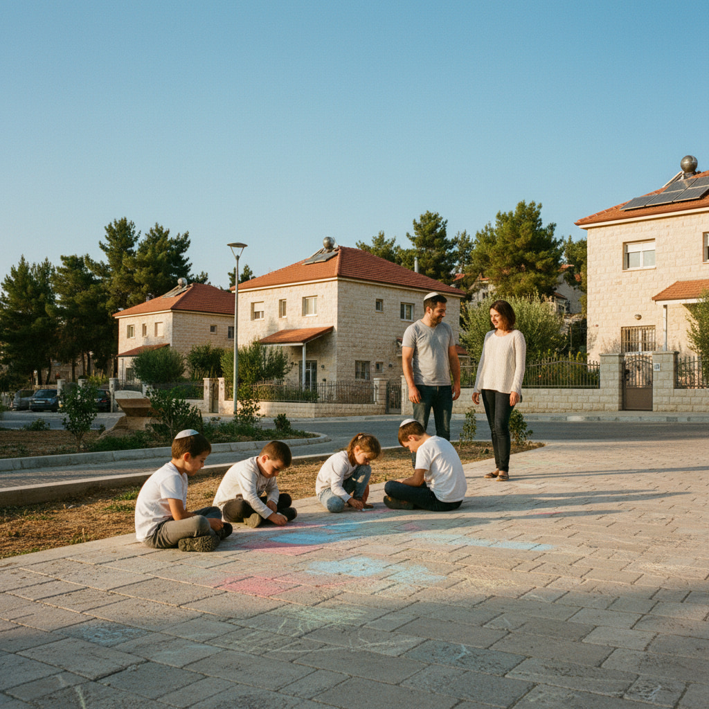 Family enjoying community life
