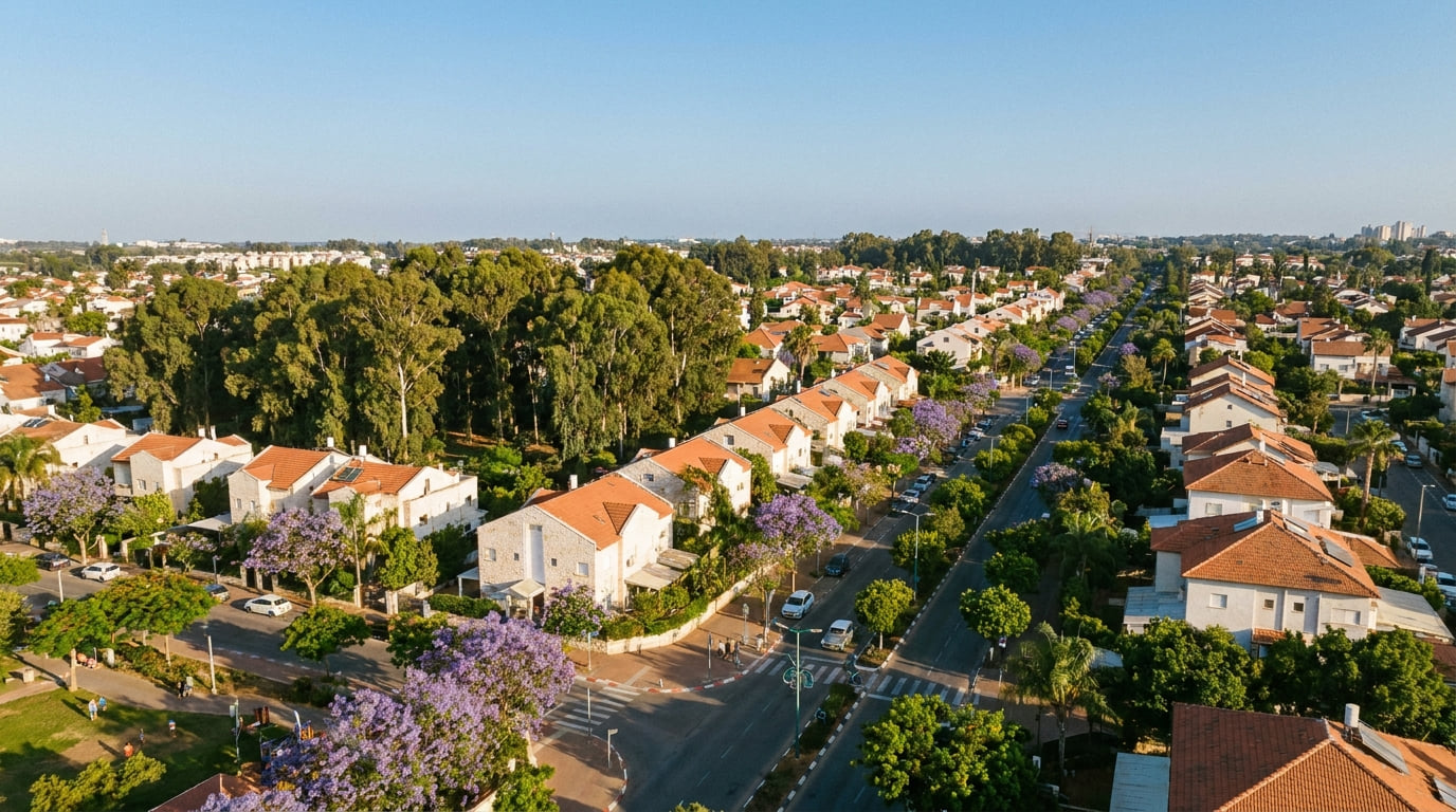 A scenic view of Hod HaSharon in the Center District