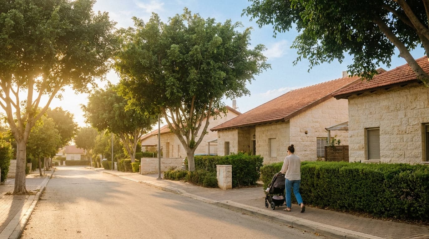 Quiet residential street in Hatzor HaGlilit