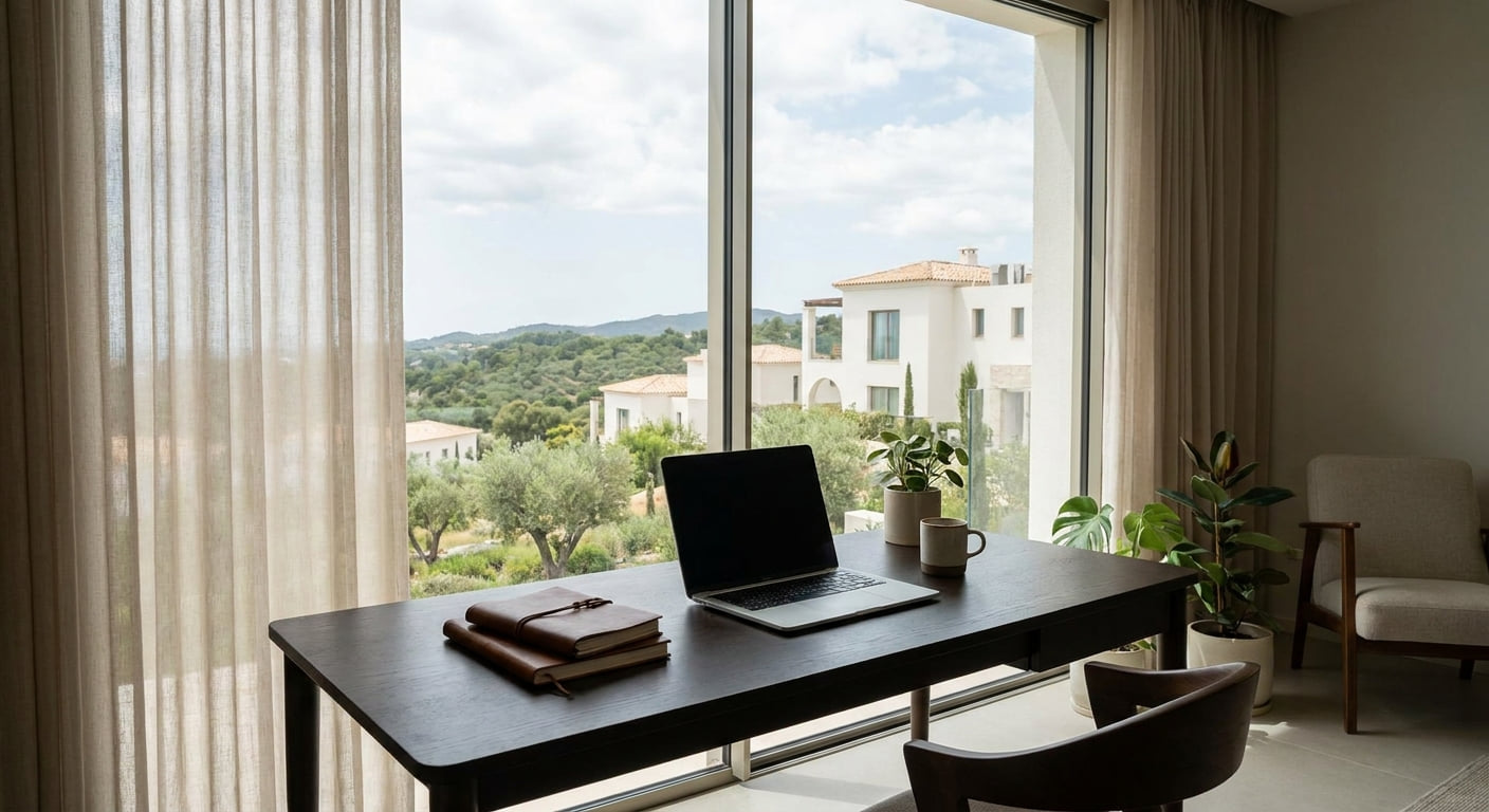 A remote worker in a home office in Hod HaSharon