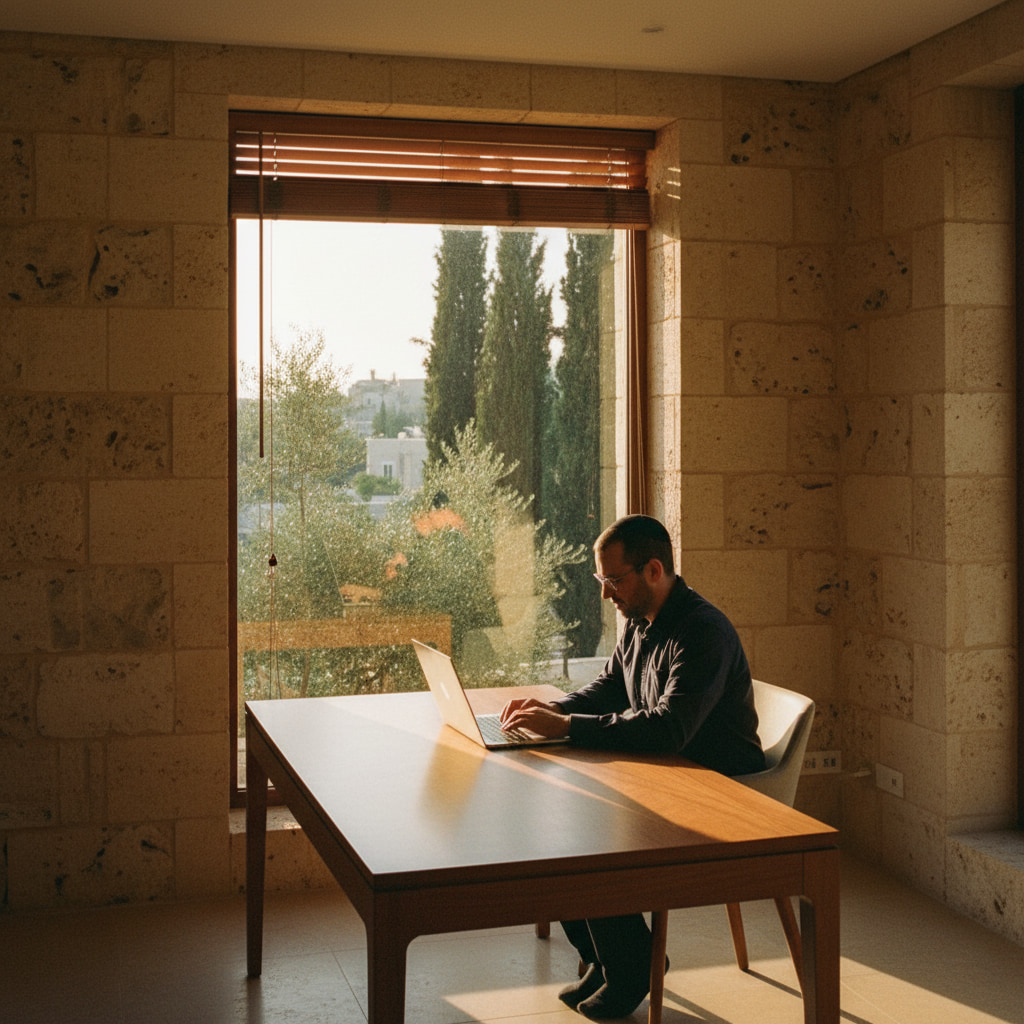 Remote worker in a home office