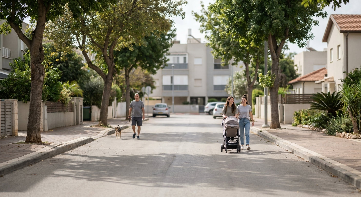 Quiet residential street in Kiryat Yam