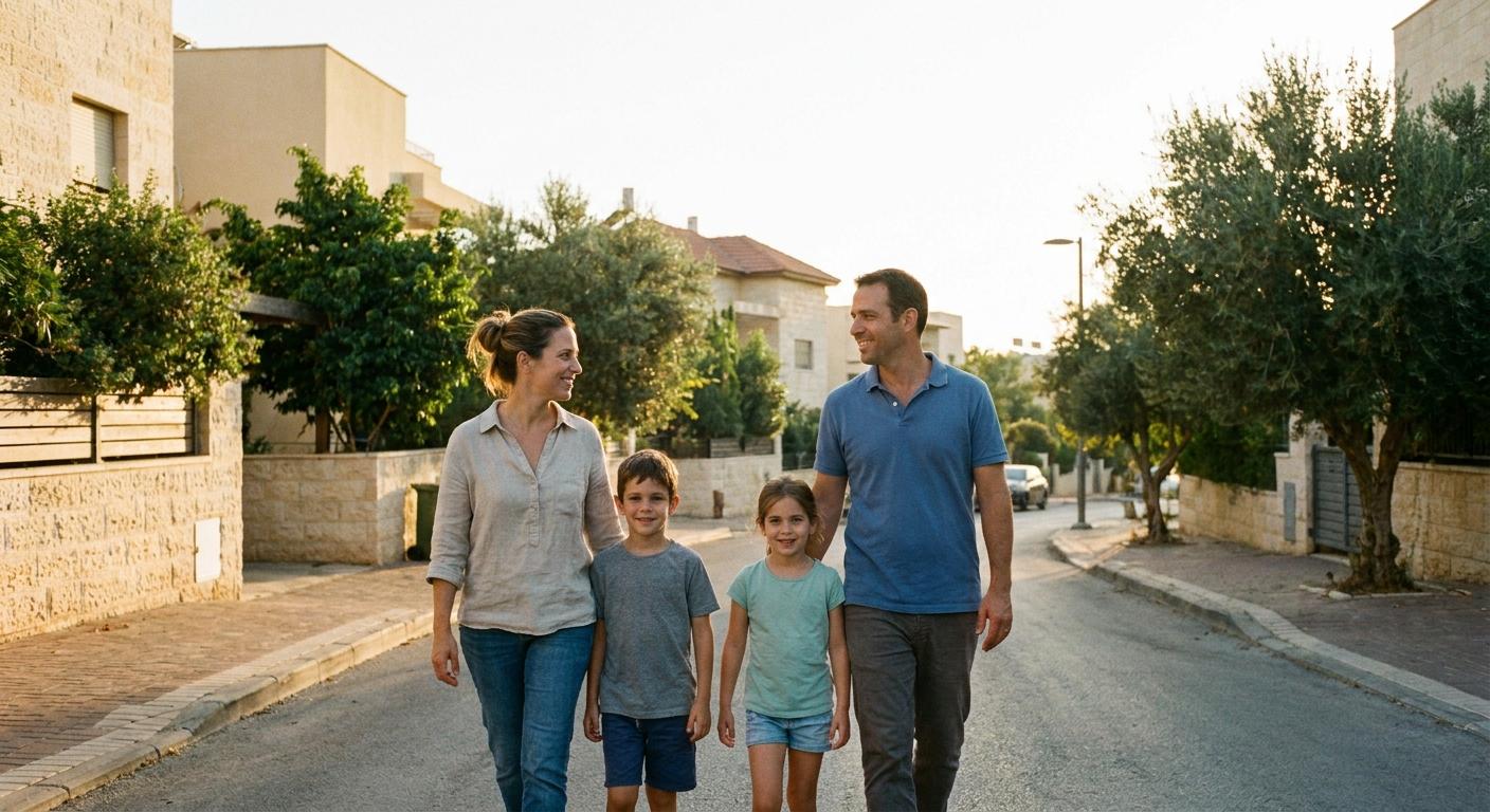 Family enjoying suburban life