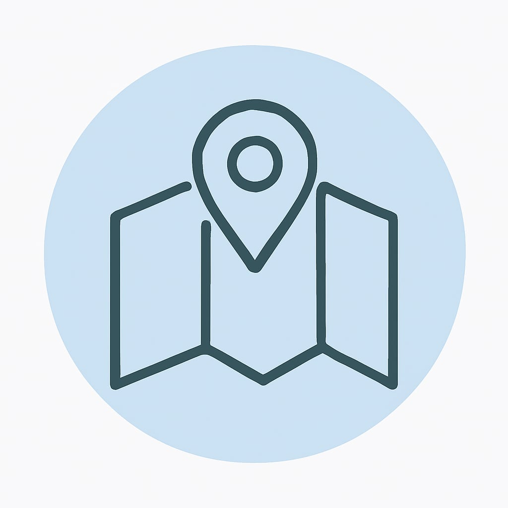Practical location icon representing strategic positioning
